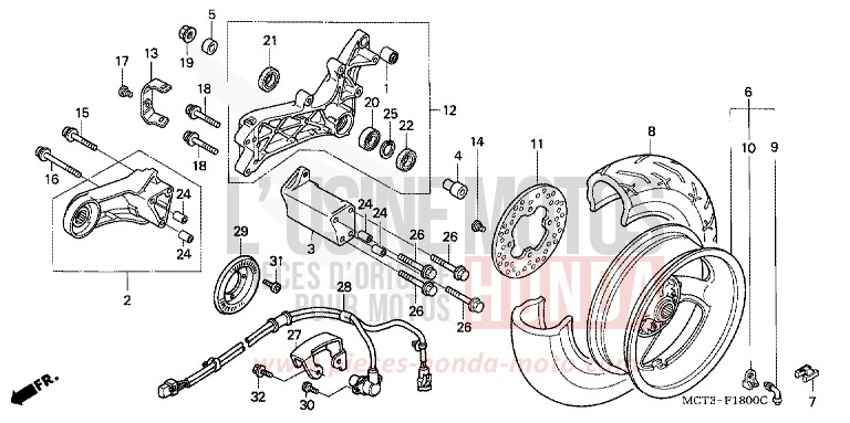 REAR WHEEL for Silver Wing FORCE SILVER METALLIC (NH411) from 2002